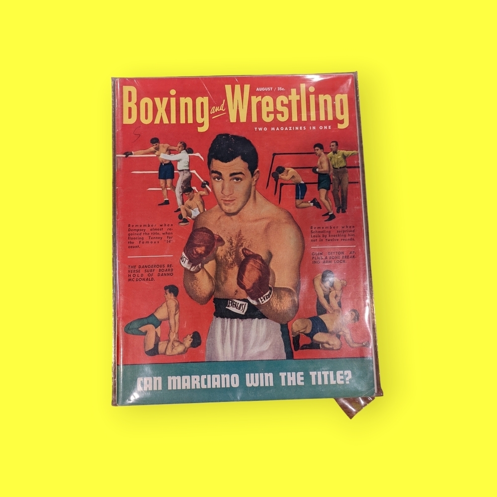 Vintage Boxing and Wrestling Magazine Featuring Rocky Marciano (August 1952)